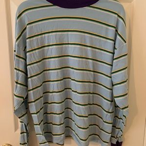 striped multi color mock neck long sleeve